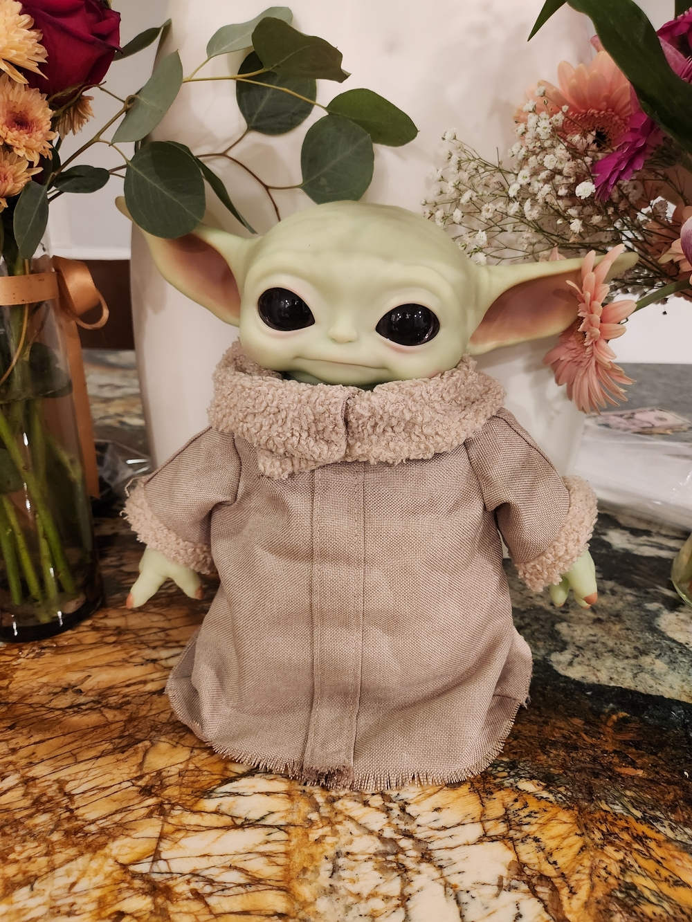 Hasbro Grogu Figure in Light Green with Tan Coat